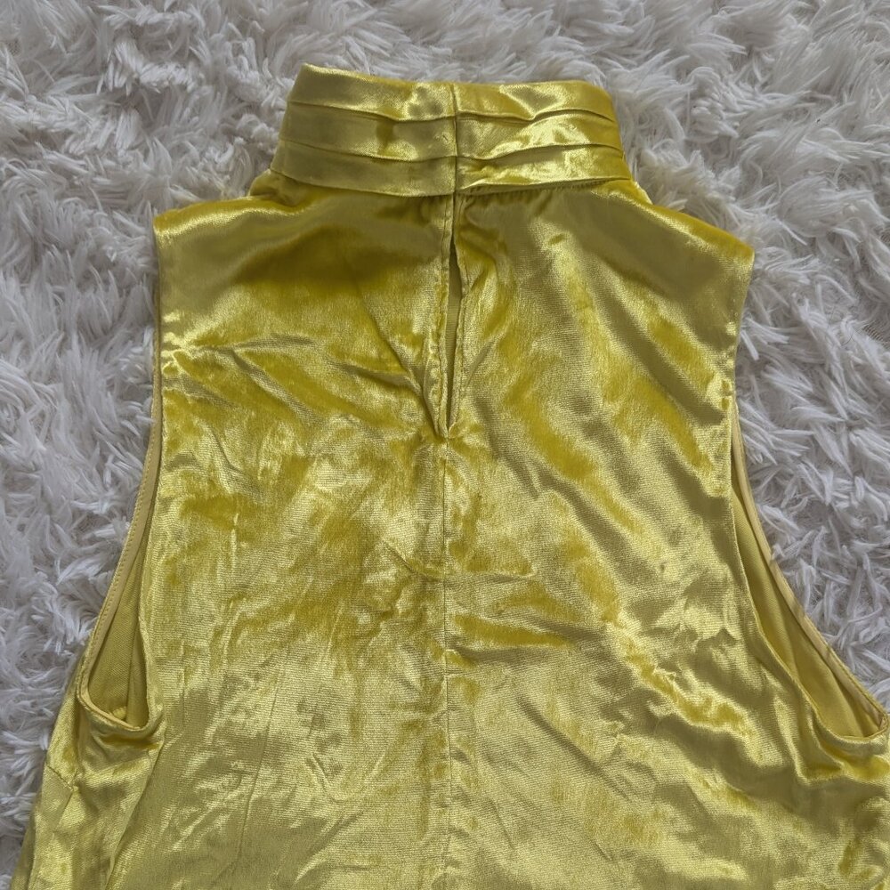 Amanda Uprichard Velvet Two-Piece Set — Yellow (M) | Mock-Neck Tank + Maxi Skirt